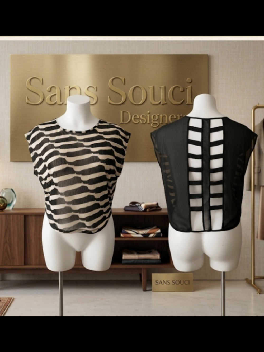 Sans Souci Zebra Print Cut-Out Blouse